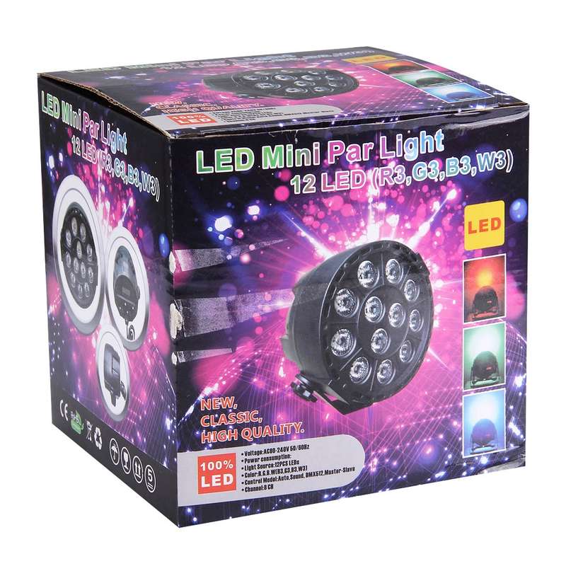 KD-12W 12 LED PAR Light Stage Light, with LED Display, Master / Slave / DMX512 / Auto Run Modes, US