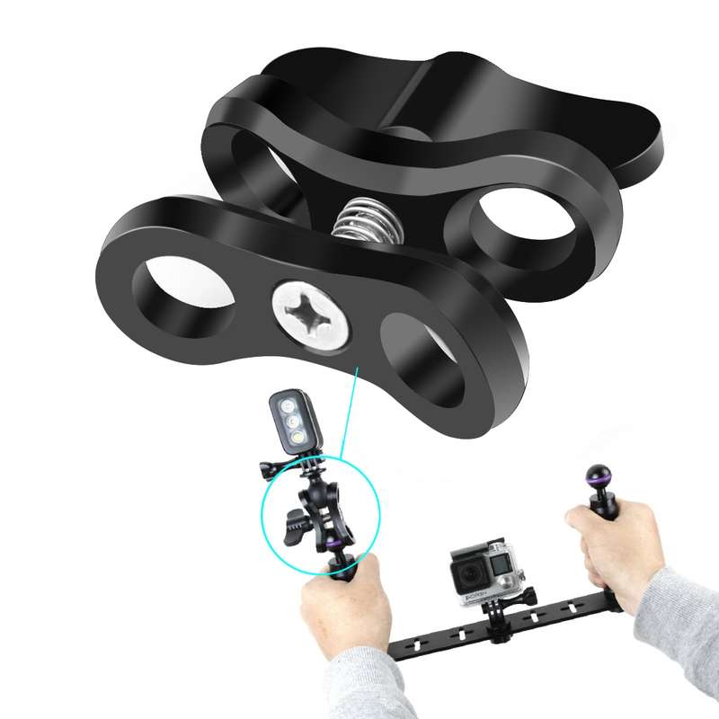 PULUZ Ball Clamp Close Hole Diving Camera Bracket CNC Aluminum Spring Flashlight Clamp for Diving Un