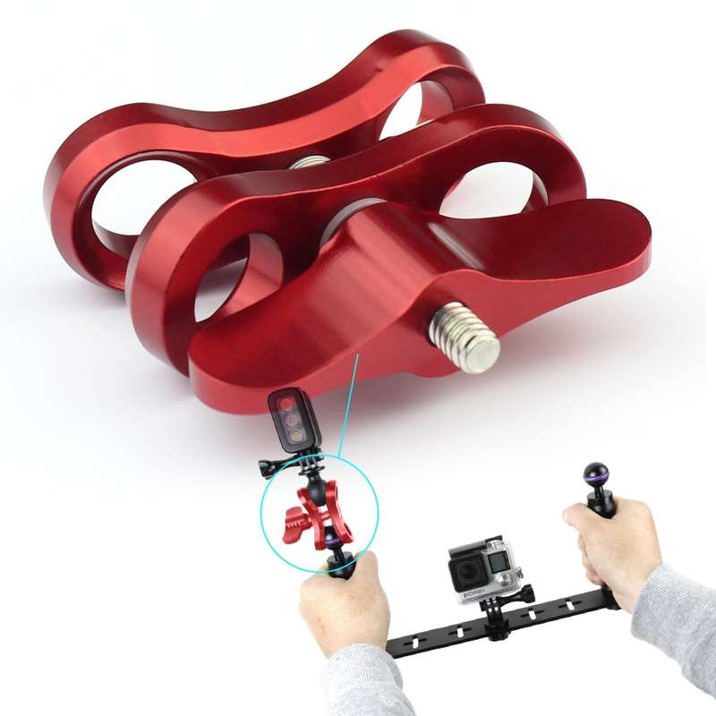 PULUZ Ball Clamp Close Hole Diving Camera Bracket CNC Aluminum Spring Flashlight Clamp for Diving Un