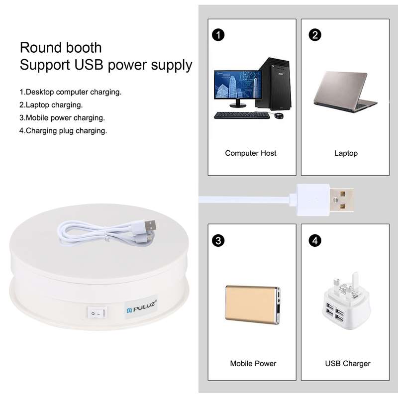 PULUZ 15cm USB Electric Rotating Turntable Display Stand Video Shooting Props Turntable for Photogra