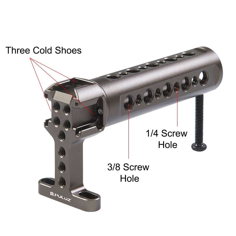 PULUZ Handheld Video Stabilizer Top Handle with 3 Cold Shoes Mount for Camera Cage (Bronze)