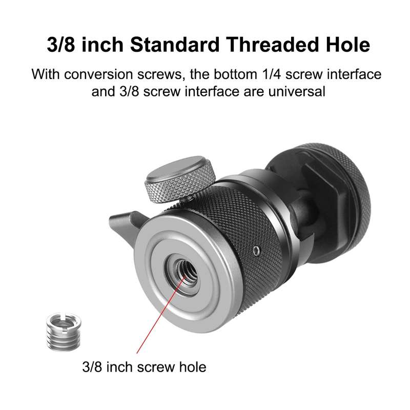 PULUZ Aluminum Alloy Ball Head Tripod Mount with Cold Shoe Base(Black)