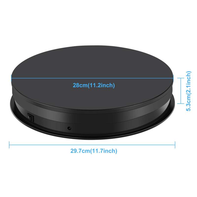 PULUZ 30cm Adjusting Speed Rotating Turntable Display Stand, Load 10-15kg, EU Plug(White)