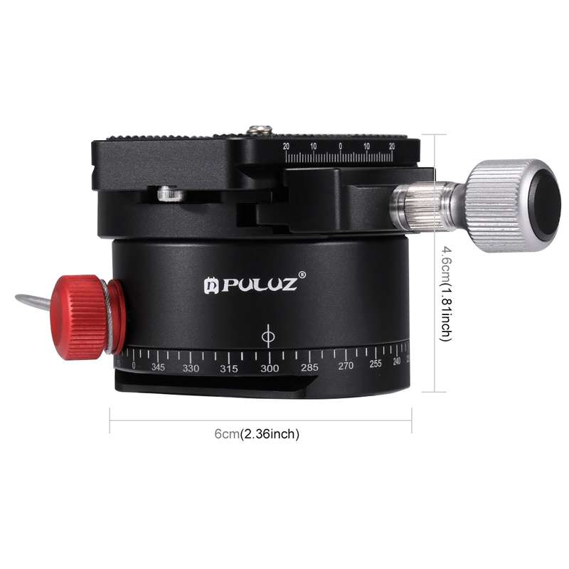 PULUZ Aluminum Alloy Panoramic Indexing Rotator Ball Head with Quick Release Plate for Camera Tripod