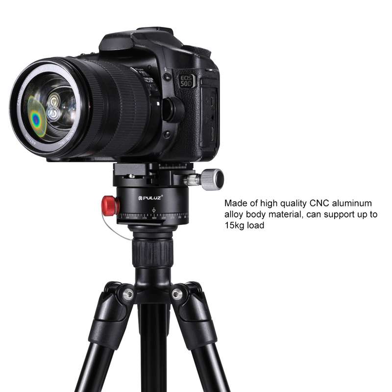 PULUZ Aluminum Alloy Panoramic Indexing Rotator Ball Head with Quick Release Plate for Camera Tripod