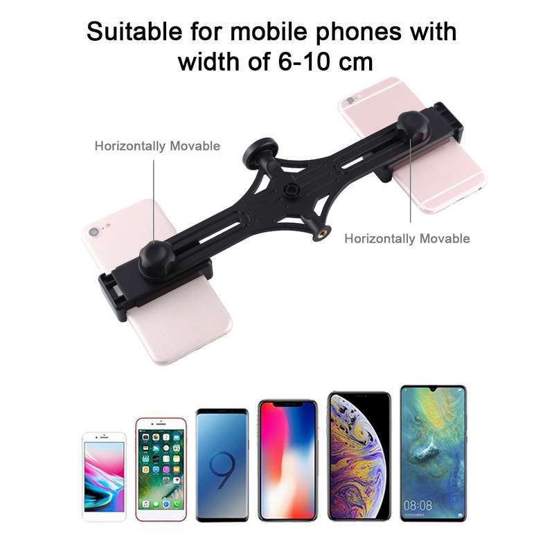 PULUZ Live Broadcast Dual Phone Brackets Horizontal Holder for iPhone, Galaxy, Huawei, Xiaomi, Sony