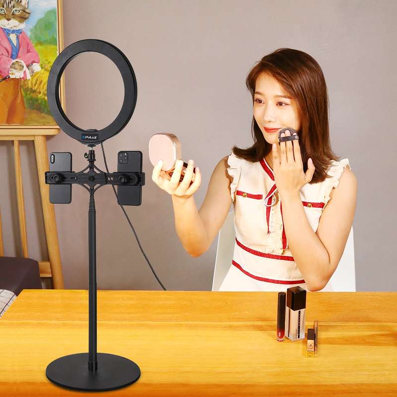 PULUZ Live Broadcast Dual Phone Brackets Horizontal Holder for iPhone, Galaxy, Huawei, Xiaomi, Sony