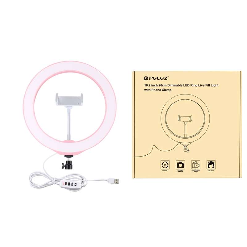 PULUZ 10.2 inch 26cm USB 3 Modes Dimmable LED Ring Vlogging Selfie Beauty Photography Video Lig