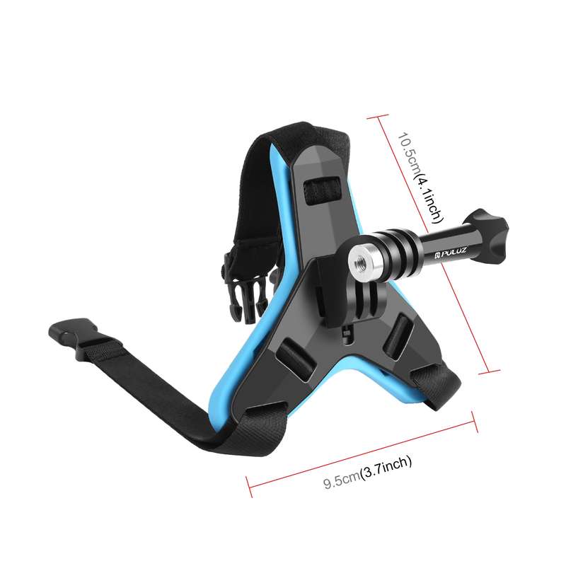 PULUZ Motorcycle Helmet Chin Strap Mount for GoPro, DJI Osmo Action and Other Action Cameras(Blue)