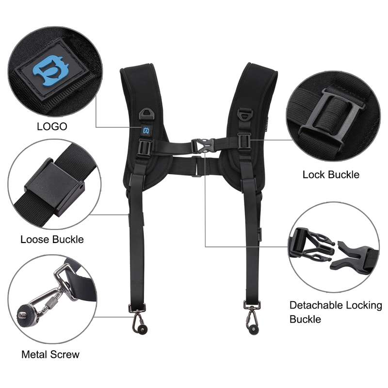 PULUZ Quick Release Double Shoulder Harness Soft Pad Decompression Foam Strap Belt for DSLR Digital