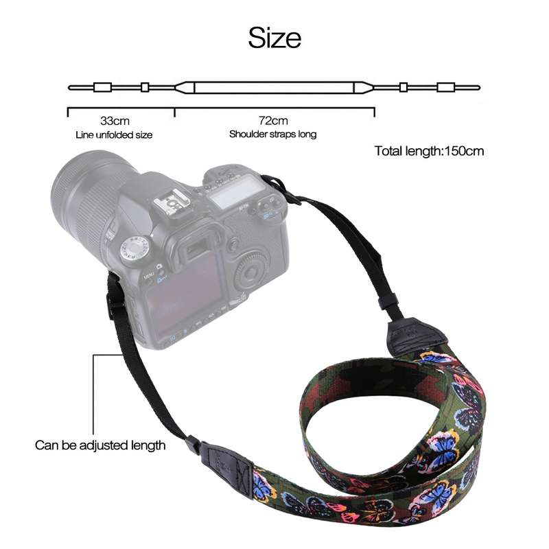 PULUZ Retro Ethnic Style Multi-color Series Butterflies Shoulder Neck Strap Camera Strap for SLR / D