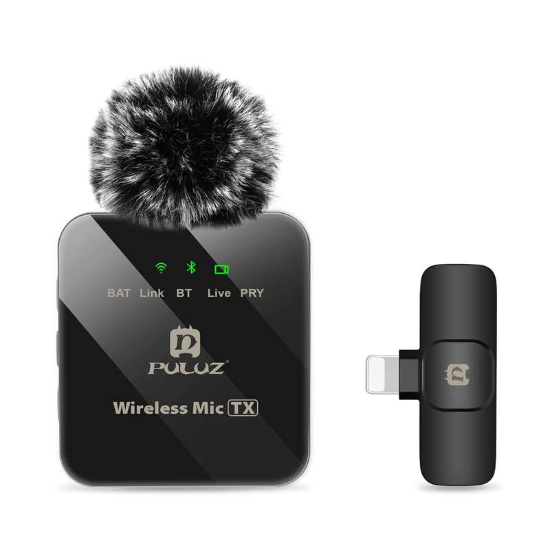 PULUZ Wireless Lavalier Microphone for iPhone / iPad, 8-Pin Receiver (Black)