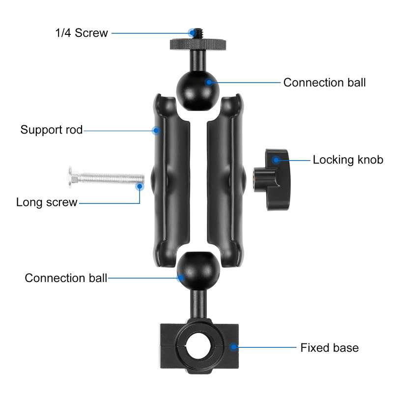 PULUZ Motorcycle Holder Rearview Mirror Fixed Mount for GoPro and Other Action Cameras (Black)