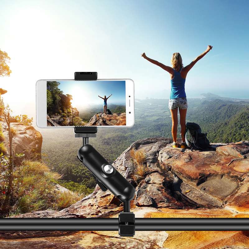 PULUZ Motorcycle Holder Rearview Mirror Fixed Mount for GoPro and Other Action Cameras (Black)