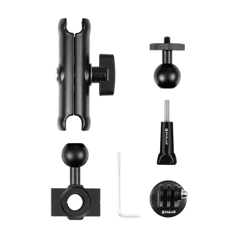 PULUZ Motorcycle Holder Rearview Mirror Fixed Mount for GoPro and Other Action Cameras (Black)