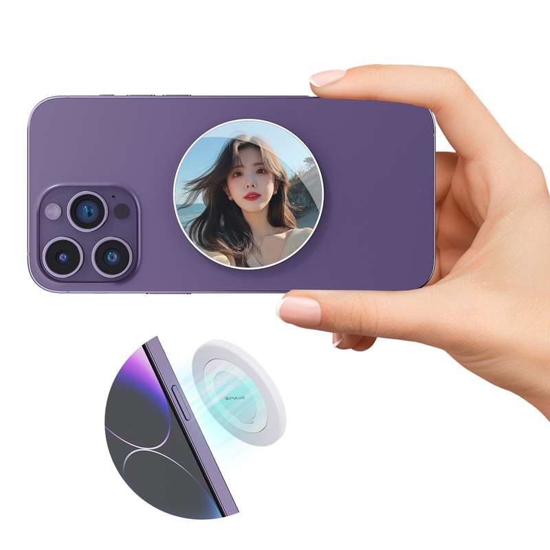 PULUZ Mobile Phone MagSafe Magnetic Makeup Mirror Rear Camera Video Selfie Mirror (White)