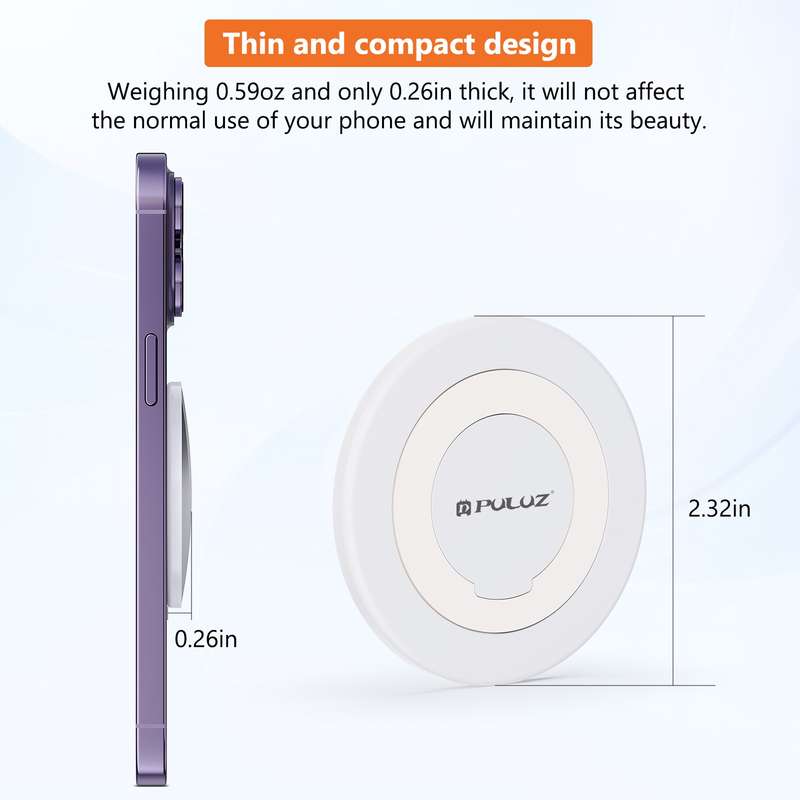PULUZ Mobile Phone MagSafe Magnetic Makeup Mirror Rear Camera Video Selfie Mirror (White)