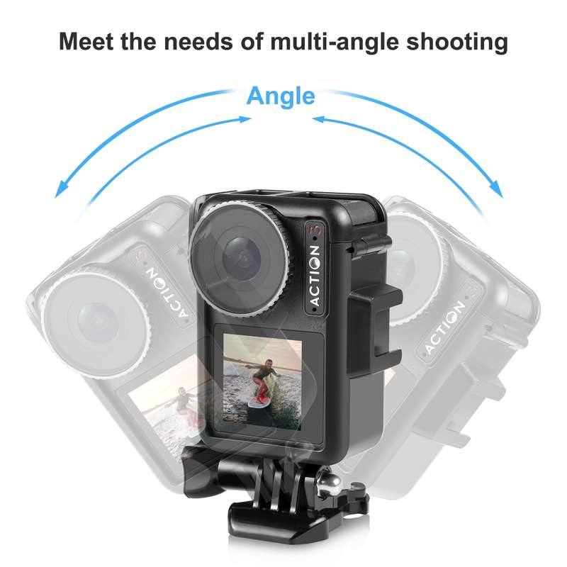 For DJI Osmo Action Pro 5 / 4 / 3 PULUZ Vertical Plastic Protective Frame Cage with Cold Shoes (Blac