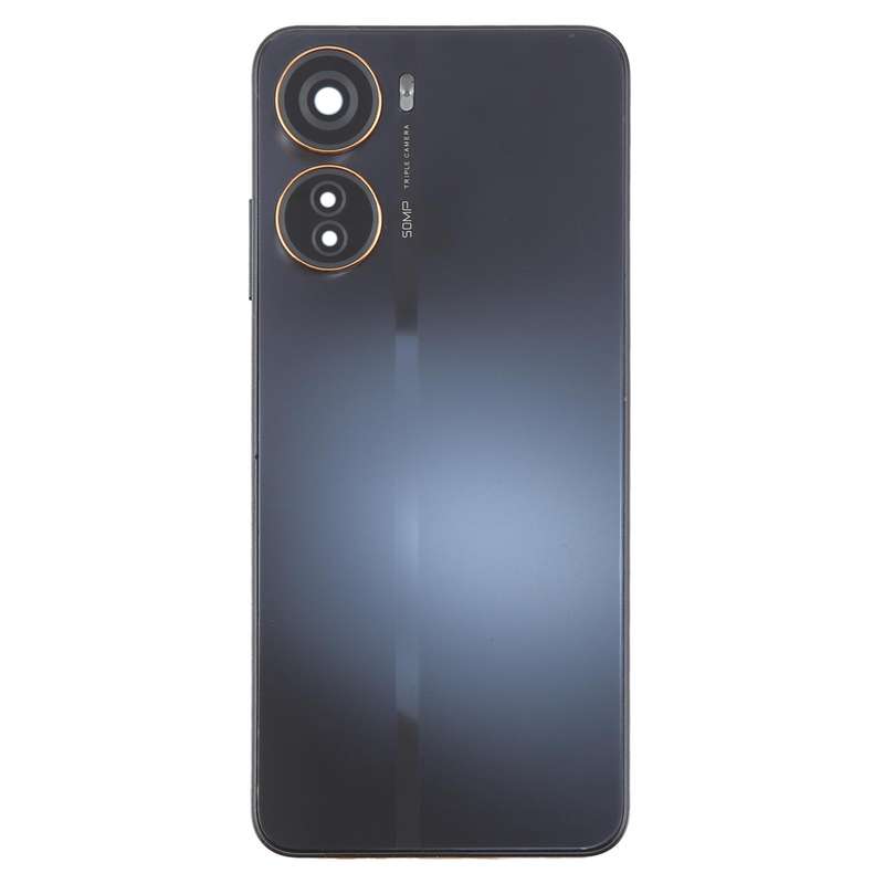 For ZTE Axon 40 Lite Plastic Battery Back Cover with Middle Frame / Camera Lens Cover(Black)