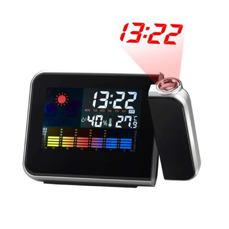 Multifunctional Digital Color LCD Display LED Projection Alarm Clock with Weather Station / Temperat