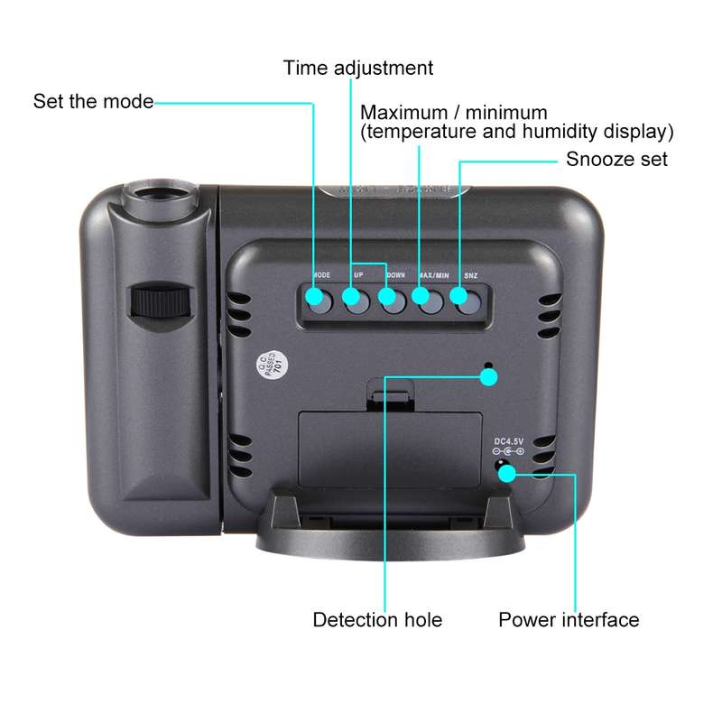 Multifunctional Digital Color LCD Display LED Projection Alarm Clock with Weather Station / Temperat