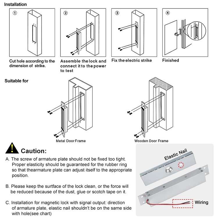 YH-280 Single Door Magnetic Lock With LED (600Lbs)