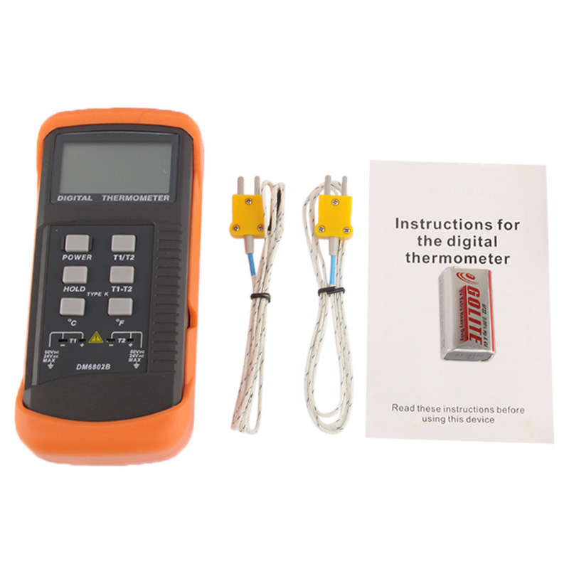 Digital Thermometer with Two K-Type Sensors (DM6802B)