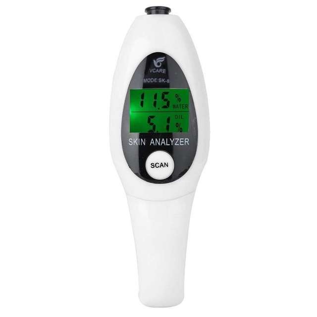Mini Portable LCD Digital Moisture Skin Care Tester Moisture Oil Content Analyzer(White)