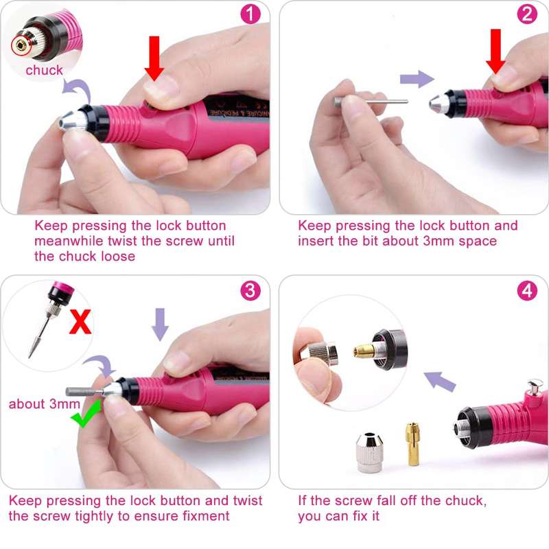 Mini Nail Machine, Variable Speed Rotary Detail Carver(Red)