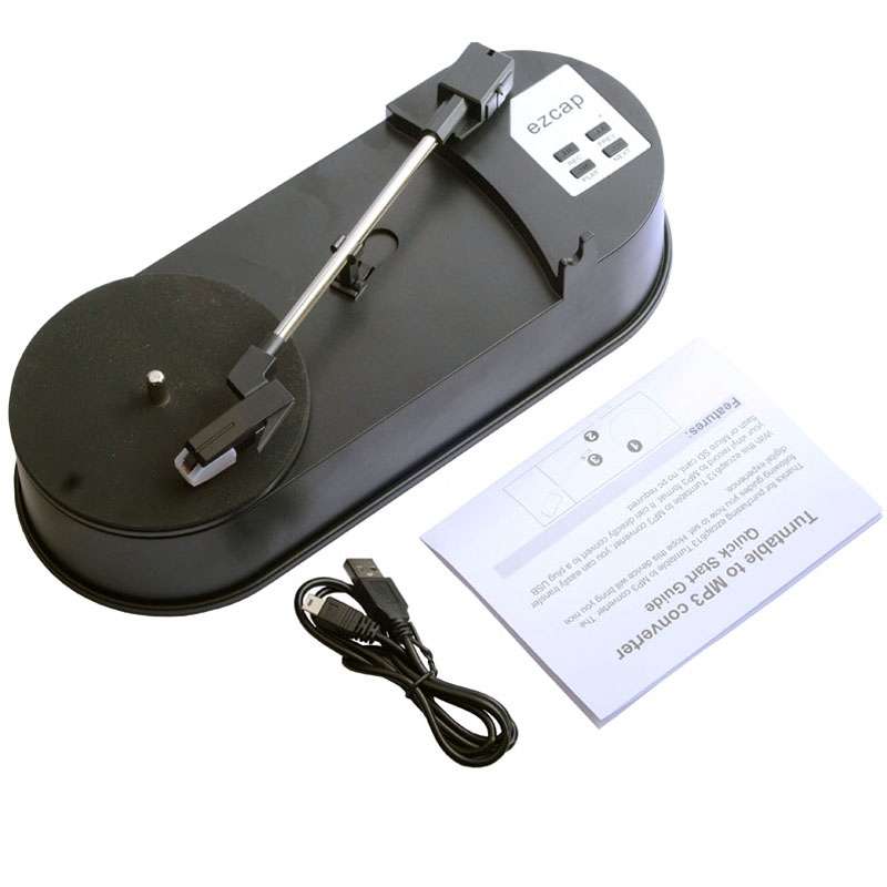Ezcap613 Mini USB Turntable Turn Plate Vinyl LP to MP3 USB Flash-drive Hot Swapping Converter(Black)