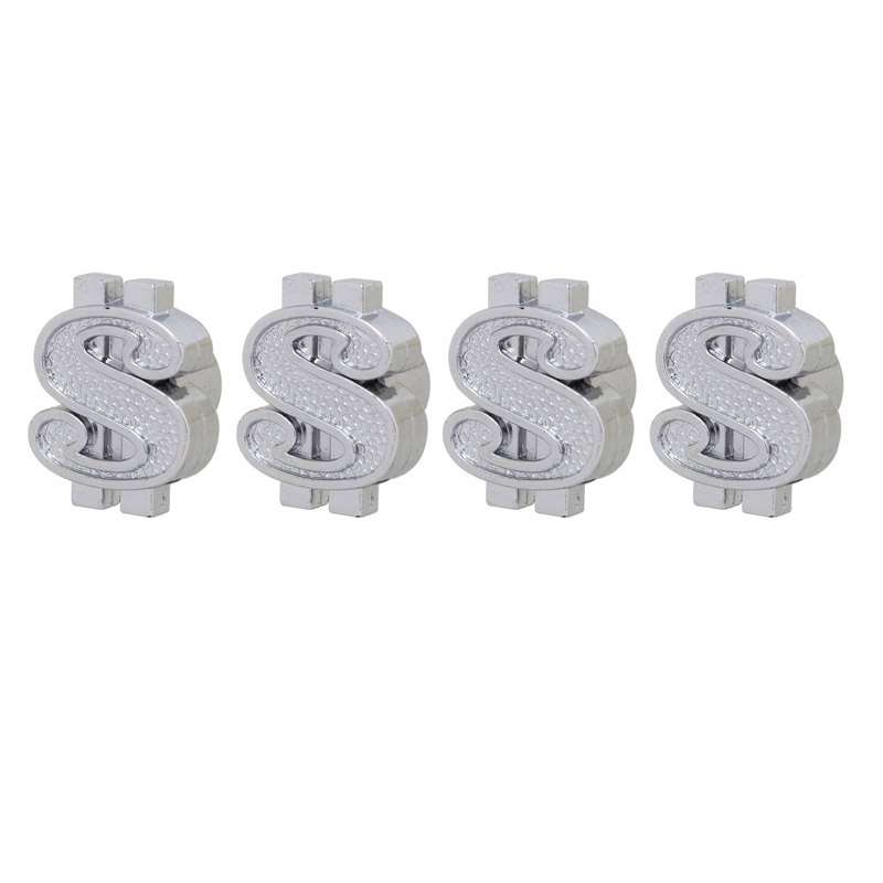 Universal 8mm Dollar Style Plastic Car Tire Valve Caps, Pack of 4(Gold)