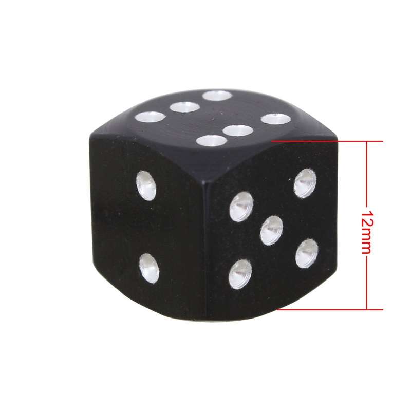 Universal 8mm Dice Style Aluminium Alloy Car Tire Valve Caps, Pack of 4(Black)