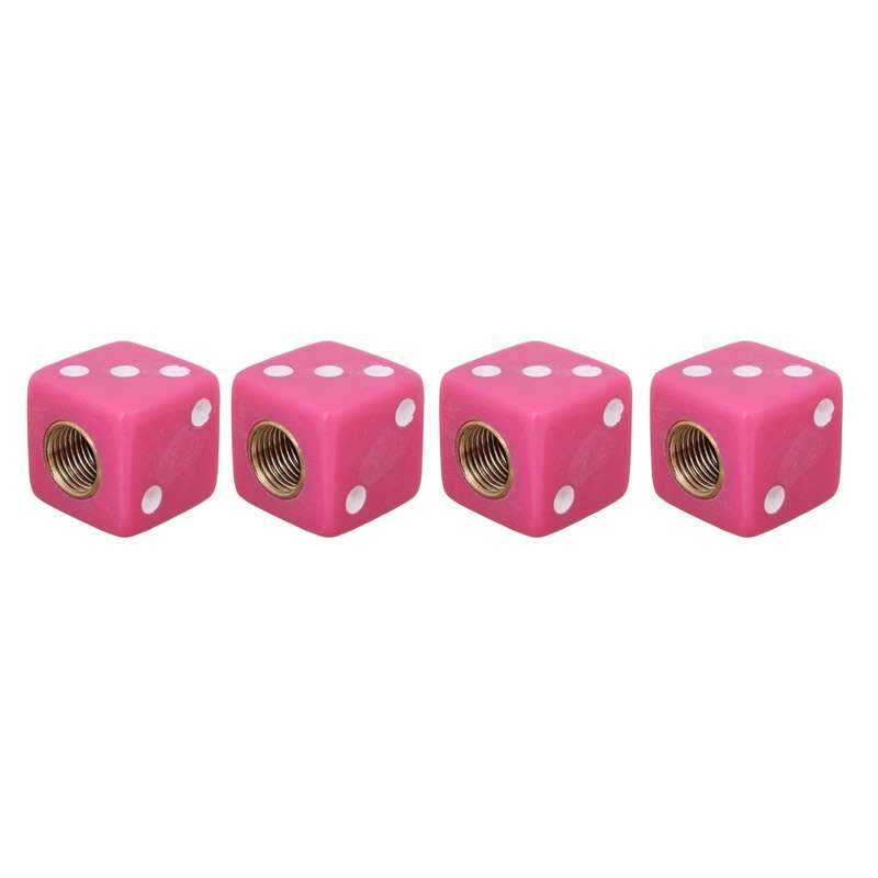Universal 8mm Dice Style Plastic Car Tire Valve Caps, Pack of 4(Magenta)