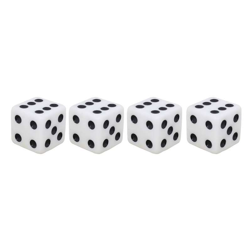 Universal 8mm Dice Style Plastic Car Tire Valve Caps, Pack of 4(Black)