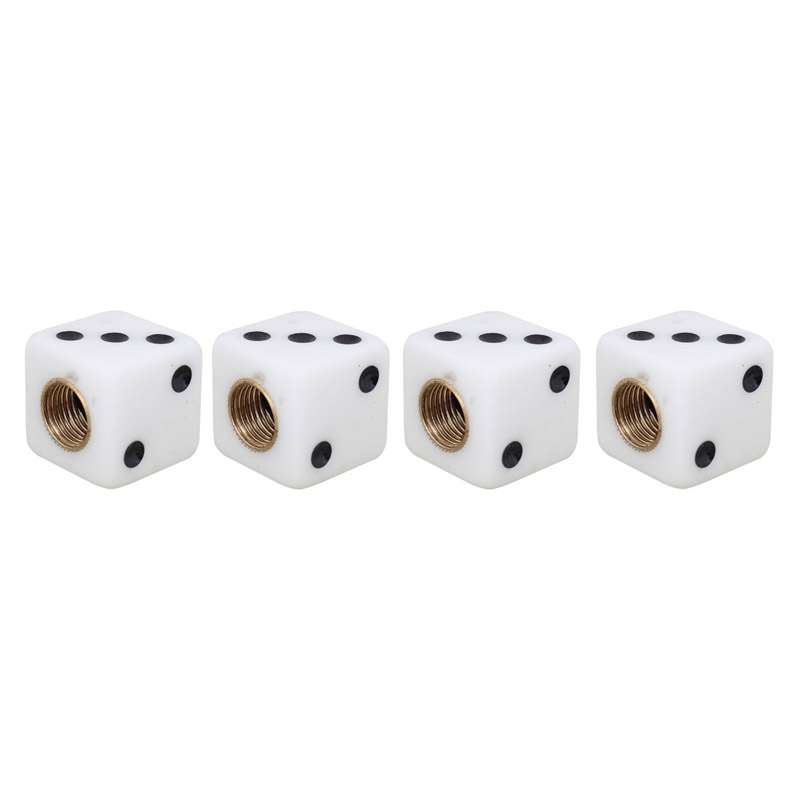 Universal 8mm Dice Style Plastic Car Tire Valve Caps, Pack of 4(Black)
