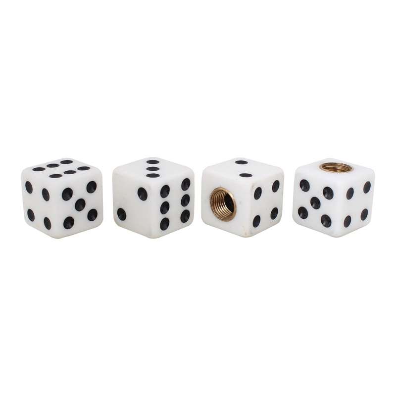 Universal 8mm Dice Style Plastic Car Tire Valve Caps, Pack of 4(Black)