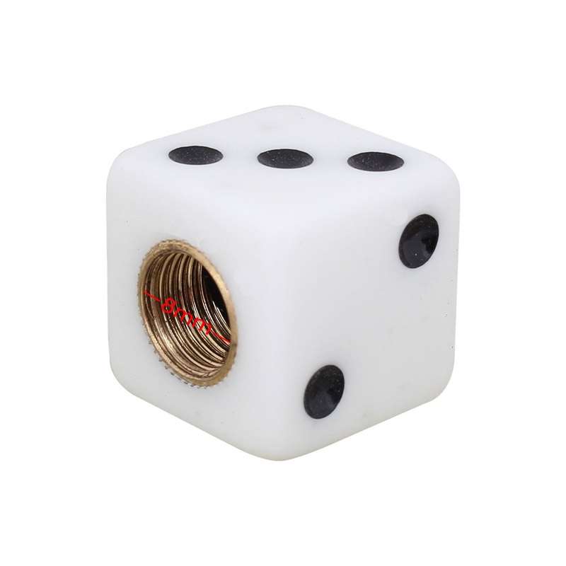 Universal 8mm Dice Style Plastic Car Tire Valve Caps, Pack of 4(Black)