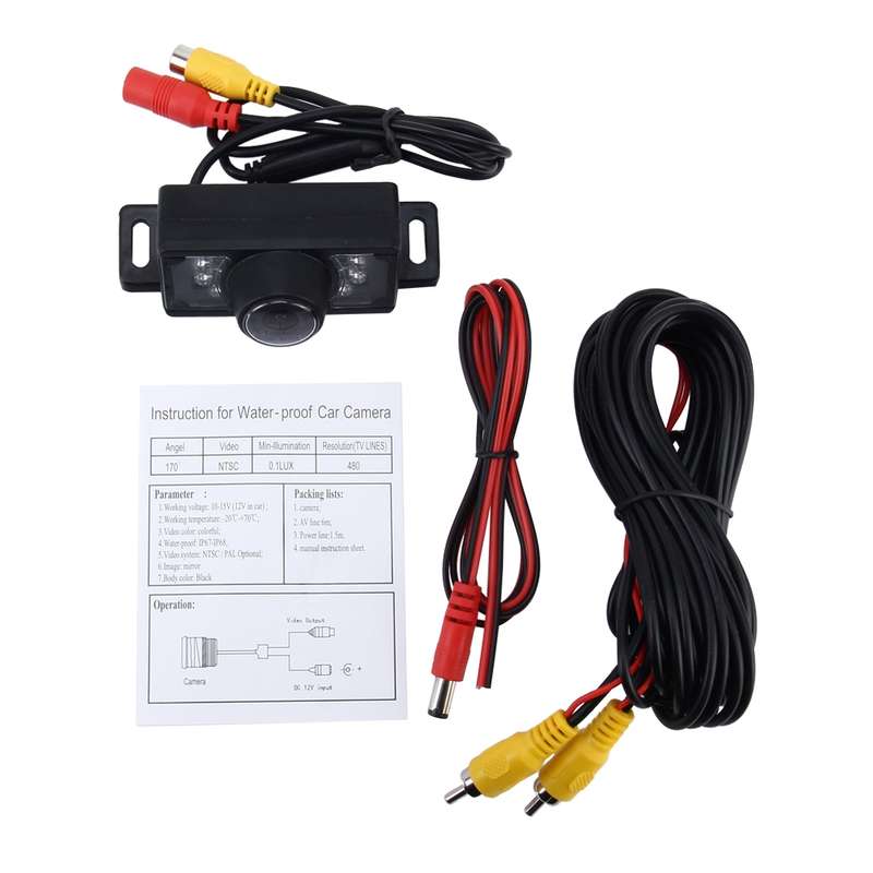 7 LED IR Infrared Waterproof Night Vision Rear View Camera for Car GPS, Wide viewing angle: 170 degr
