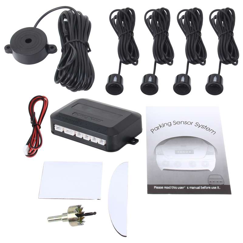 Auto Electromagnetic Back-Up Parking 4 x Sensors, Detecting Distance: 0.3-3m(Black)