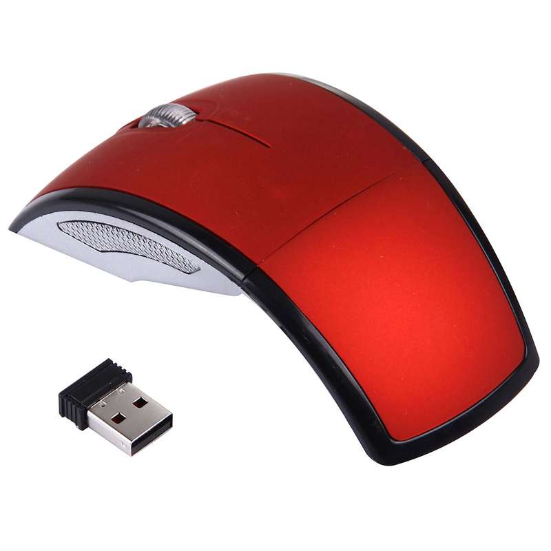 Wireless 2.4GHz 800-1200-1600dpi Snap-in Transceiver Folding Wireless Optical Mouse / Mice(Black)