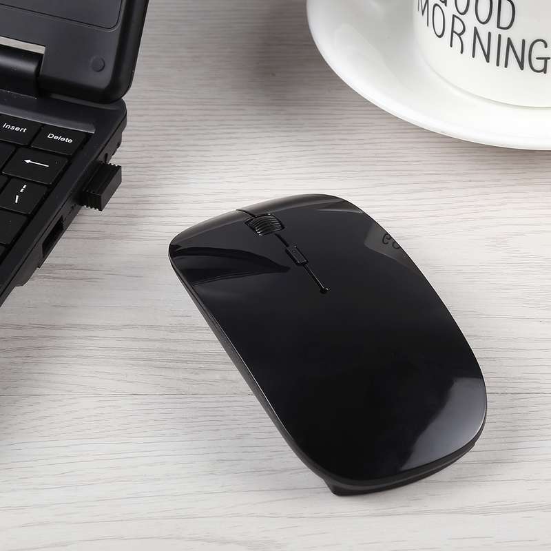 2.4GHz Wireless Ultra-thin Laser Optical Mouse with USB Mini Receiver, Plug and Play(White)