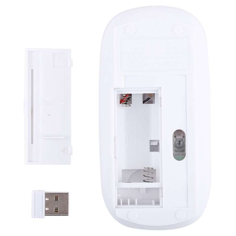 2.4GHz Wireless Ultra-thin Laser Optical Mouse with USB Mini Receiver, Plug and Play(White)