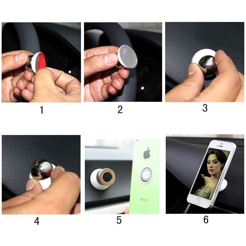 Magnet 360 Degree Rotating Mini Car Mount Metal Holder Kit, For iPhone, Galaxy, Huawei, Xiaomi,