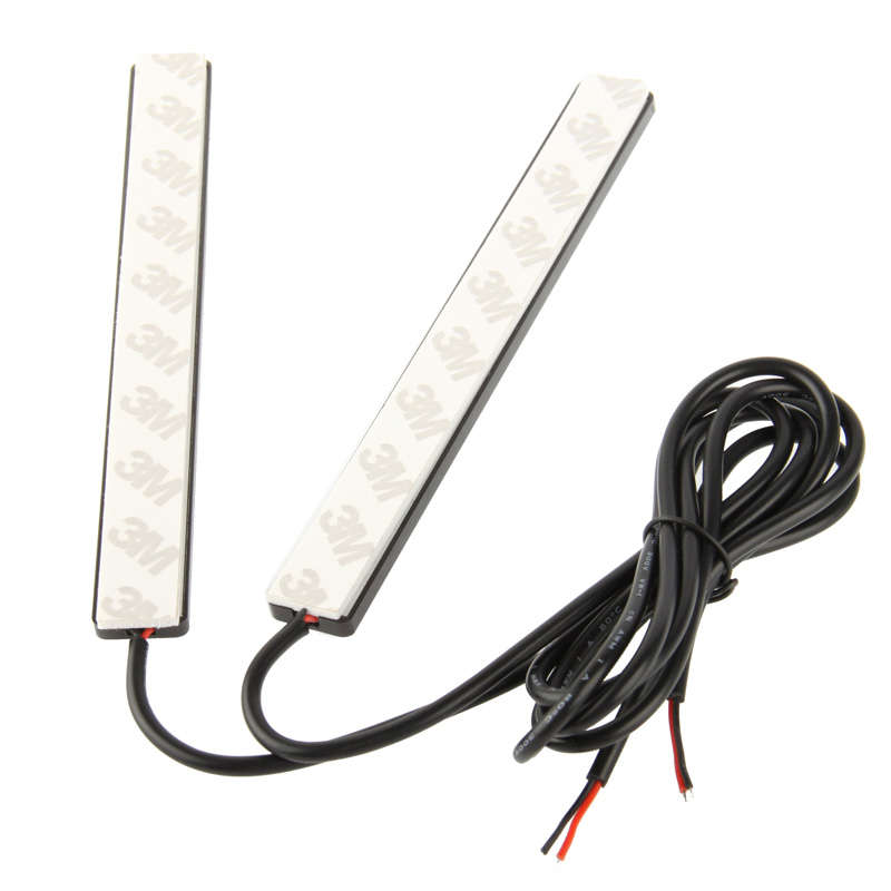 2 x 6W DIY White LED Daytime Running Light / DRL Lamp, Length: 17cm(Black)