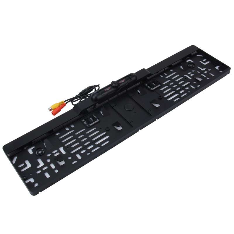 European Car License Plate Frame Rear View Camera, Size: 52.8cm x 12.6cm(Black)