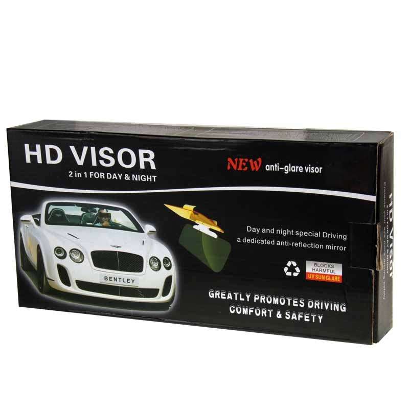 2 in 1 HD Car Anti-Glare Dazzling Goggle Day Night Vision Driving Mirror Sun Visors