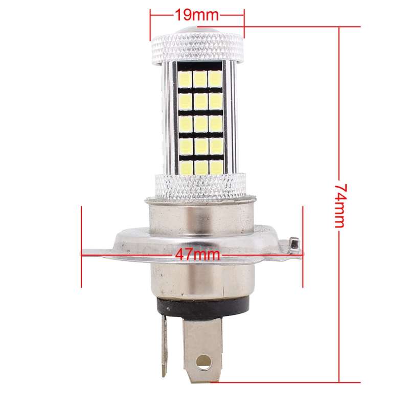 2 PCS H4 12.6W 630LM 6500K White Light 2835 SMD 66 LED Car Fog Light, DC12V