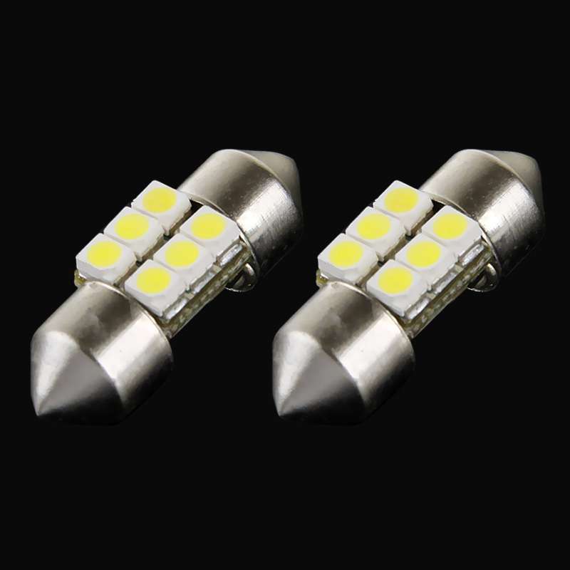 2 PCS 31mm 6 LED 5050 SMD Car Reading Light Bulb(White Light)