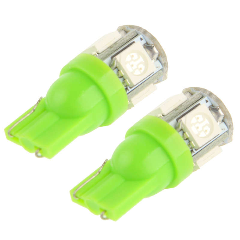 T10 Green 5 LED 5050 SMD Car Signal Light Bulb (Pair)(Green)