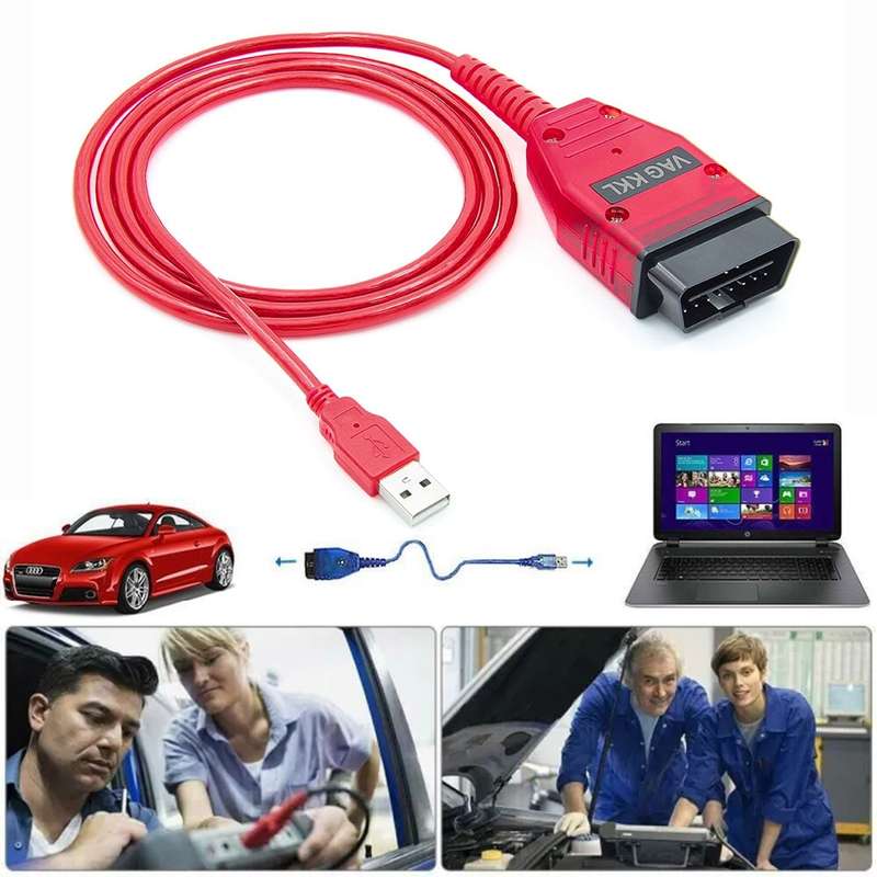 USB 2.0 Diagnostic Cable KKL VAG-COM for VW / Audi 409.1(Red)